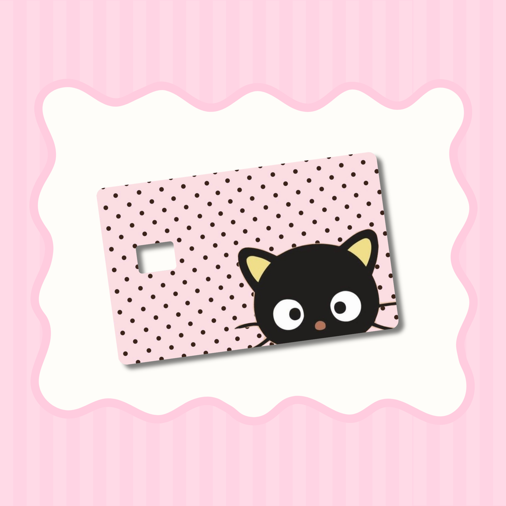 Chocolate Cat Polka Dots Card Skin