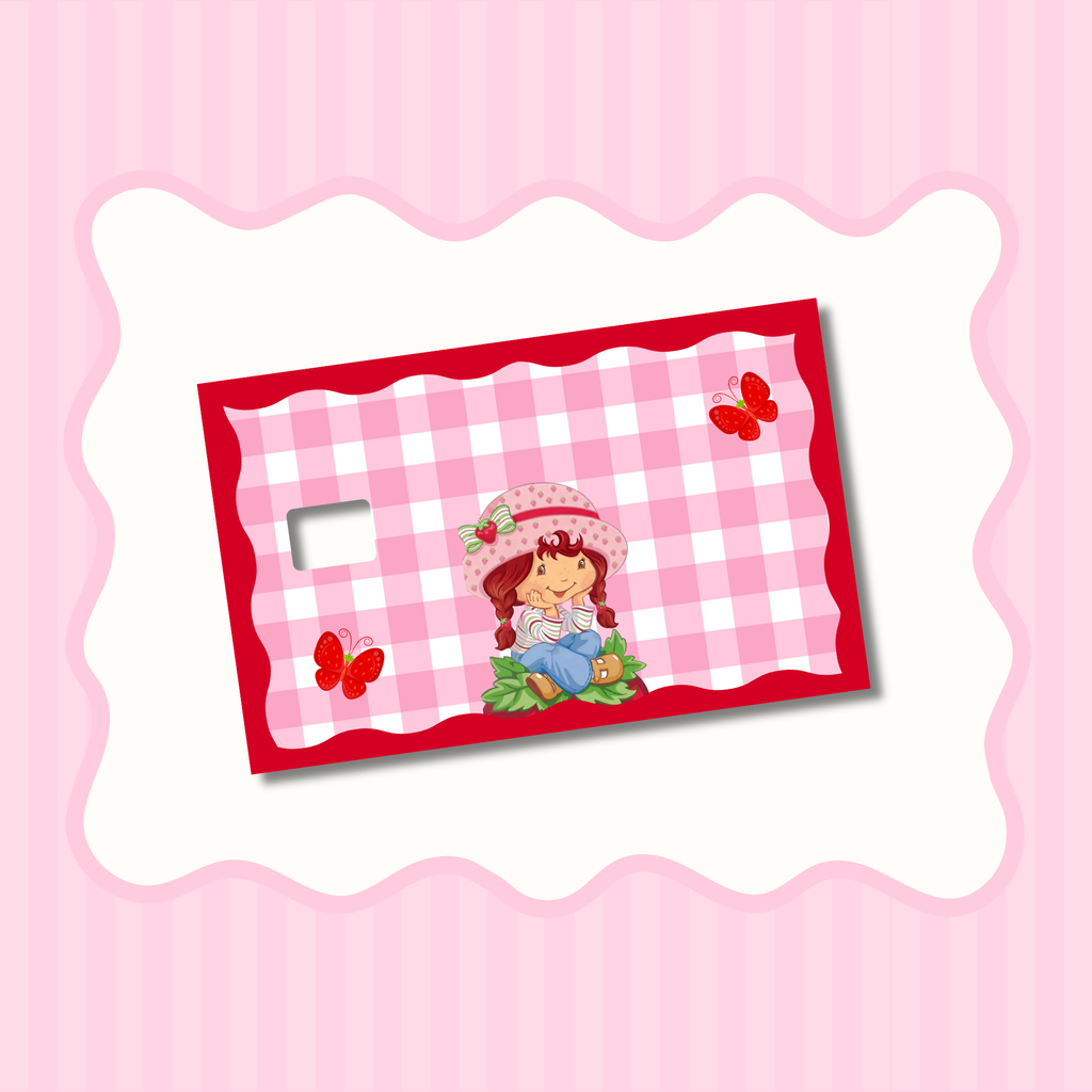 Strawberry Girl Pig Tails Gingham Card Skin