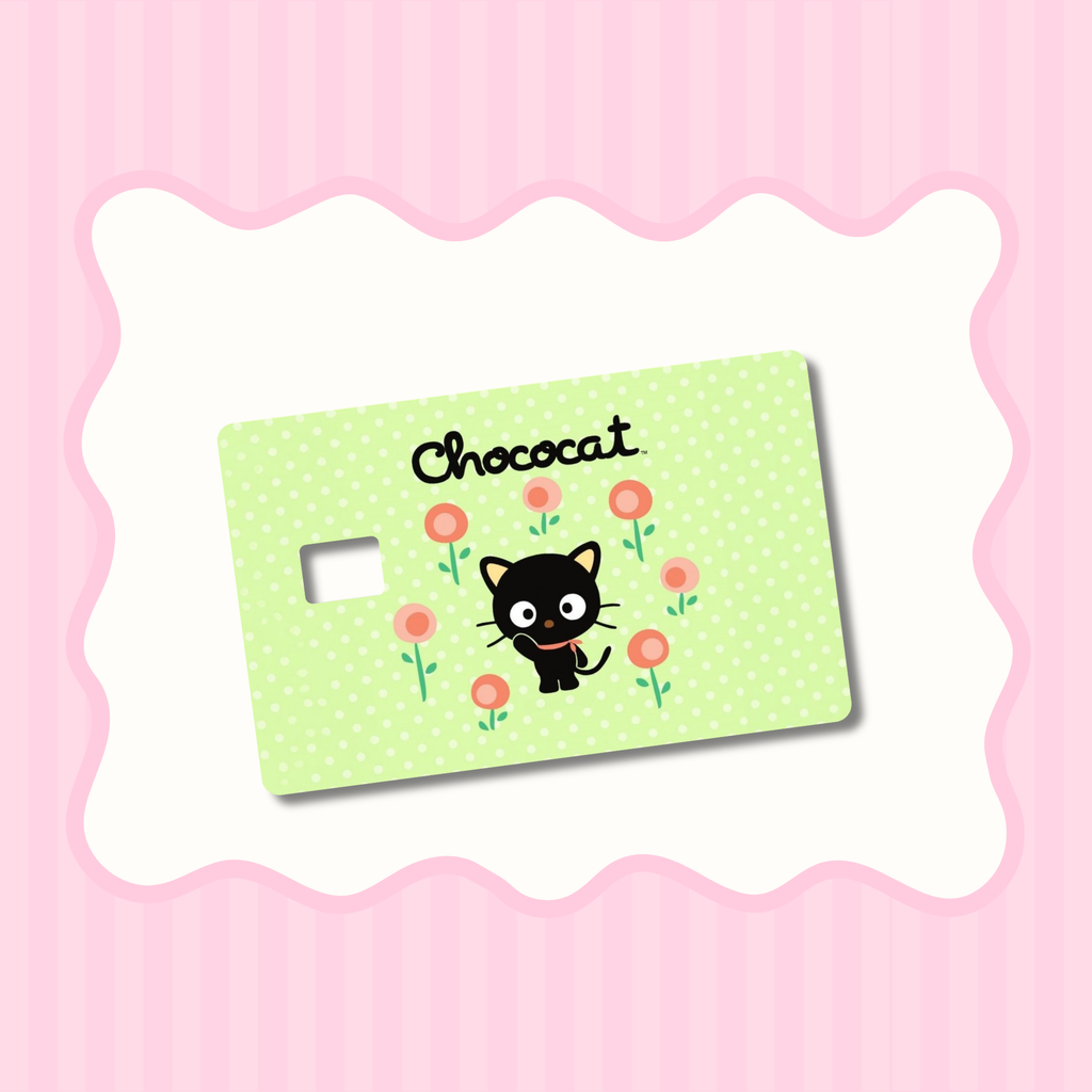 Chocolate Cat with Flowers Card Skin