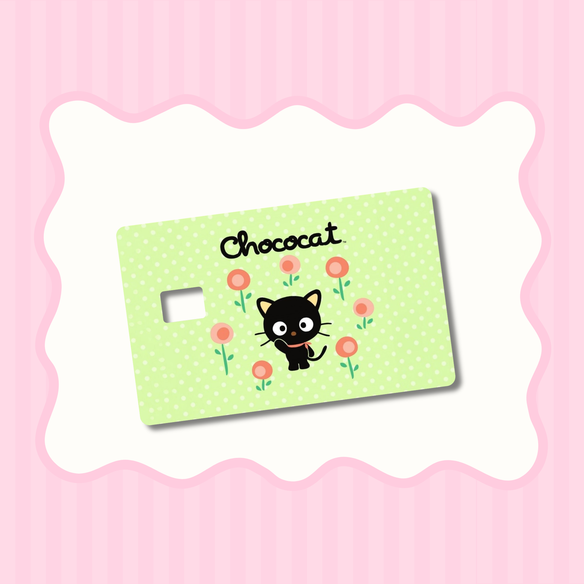 Chocolate Cat with Flowers Card Skin